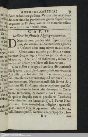 III. Utilitas in scientia Physiognomonica