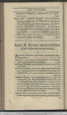 Index II. Rerum memorabilium in hoc volumine occurrentium