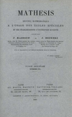TOME SIXIÉME. NOVEMBRE 1886.