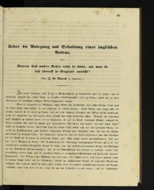 Ueber die Anlegung und Erhaltung eines englischen Rasens
