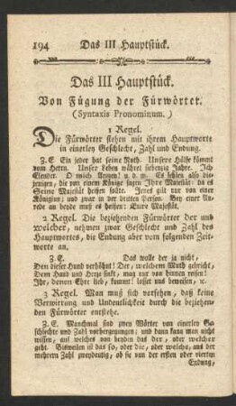 Das III Hauptstück. Von Fügung der Fürwörter. (Syntaxis Pronominum.)