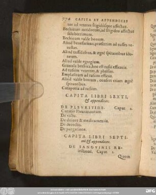 Capita Libri Sexti, & appendices.