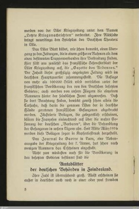 Amtsblätter der deutschen Behörden in Feindesland