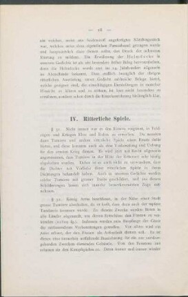 IV. Ritterliche Spiele.
