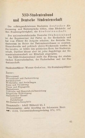 41, NSD-Studentenbund und Deutsche Studentenschaft