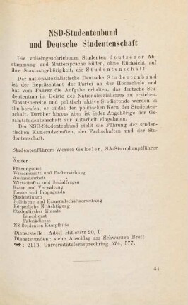 41, NSD-Studentenbund und Deutsche Studentenschaft