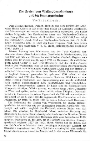 Die Grafen von Wallmoden-Gimborn und die Heimatgeschichte