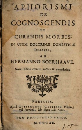 Aphorismi de cognoscendis et curandis morbis