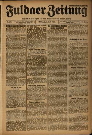 Erste Ausgabe vom Mittwoch, den 02. Juli 1924.