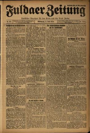 Erste Ausgabe vom Mittwoch, den 02. Juli 1924.