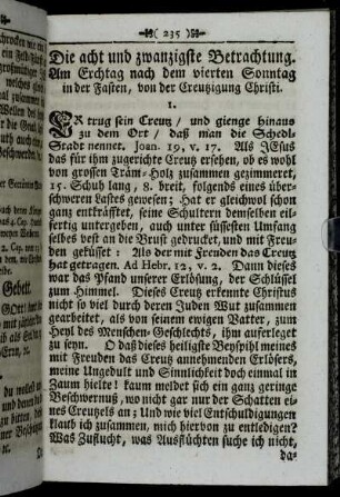 Die acht und zwanzigste Betrachtung. Am Erchtag nach dem vierten Sonntag in der Fasten, von der Creutzigung Christi.
