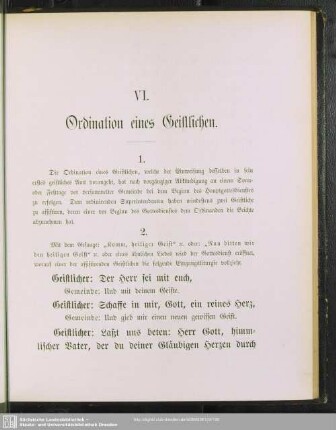 VI. Ordination eines Geistlichen