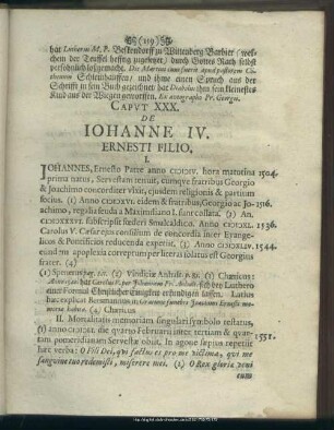 Caput XXX. De Johanne IV. Ernesti Filio