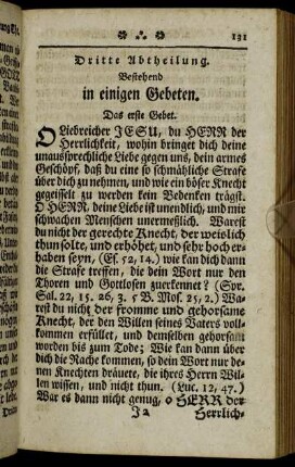Dritte Abtheilung. Bestehend in einigen Gebeten.