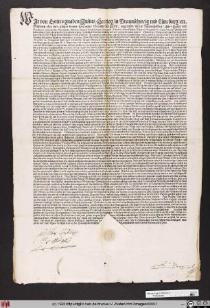 Wjr von Gottes gnaden Julius/ Hertzog zu Braunschweig und Lüneburg/ etc. Empieten allen vnd jtzlichen vnsern Prelaten ... vnsern gruss vnd geneigten willen zuuorn ...