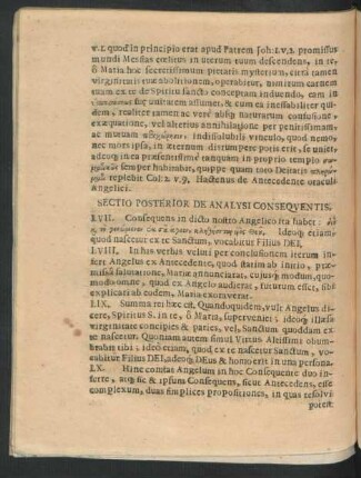 Sectio Posterior De Analysi Consequentis.