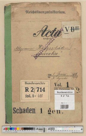 Allgemeine Kriegsschäden: Bd. 1