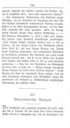 XV. Vaterländische Notizen.