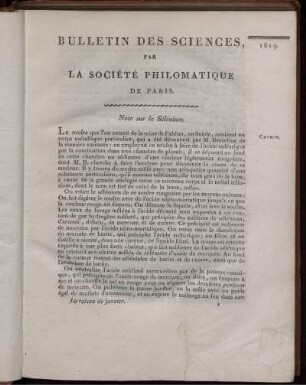Note sur le Sélénium.
