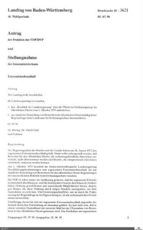 Antrag der FDP: Extremistenbeschluß