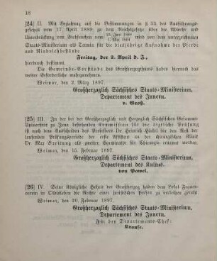 25. Ministerial-Bekanntmachung, betreffend Aenderung in der Zusammensetzung der bei der Großherzoglich und Herzoglich Sächsischen Gesammt-Universität zu Jena bestehenden Kommission für die ärztliche Prüfung