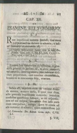 Cap. XII. De Examine Rei Summario