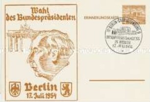 Postkarte zur Wahl des Bundespräsidenten 1954