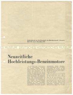 Hochleistungs-Benzinmotore