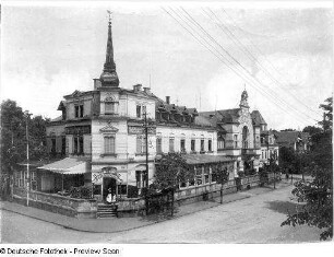 Dresden-Klotzsche, Königsbrücker Landstraße 73. Kurhaus Klotzsche (1888). Eckansicht