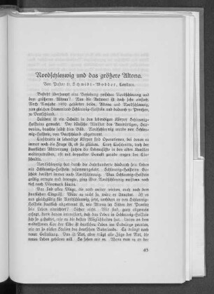 Nordschleswig und das größere Altona.