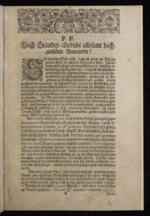 P. P. Nach Ständes-Gebühr allesamt hochgeschätzte Anwesende!