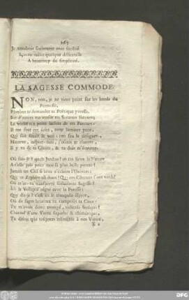 La Sagesse Commode.