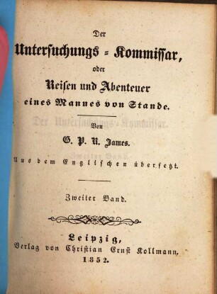 Der Untersuchungs-Kommissar, oder Reisen und Abenteuer eines Mannes von Stande, 2
