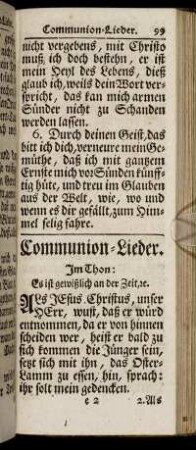 Communion-Lieder. - Trost-Lieder in grosser Anfechtung.