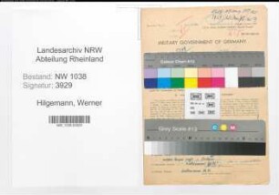 Entnazifizierung Werner Hilgemann , geb. 29.06.1921 (Postbeamter)