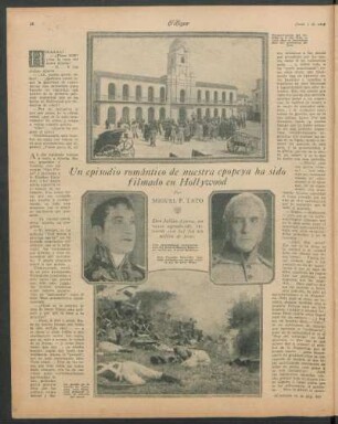 Un episodio romántico de nuestra epopeya ha sido filmado en Hollywood