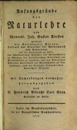 Anfangsgründe der Naturlehre