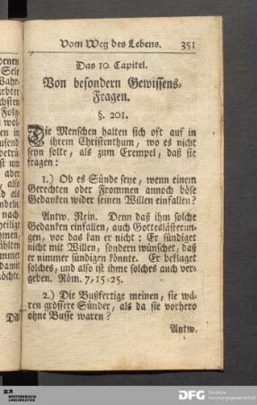 Das 10. Capitel. Von besondern Gewissens-Fragen.