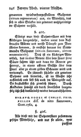 Verpuffen der salpeterartigen Salze: fixer Salpeter, Clyssus, Flüsse (§ 406-409)