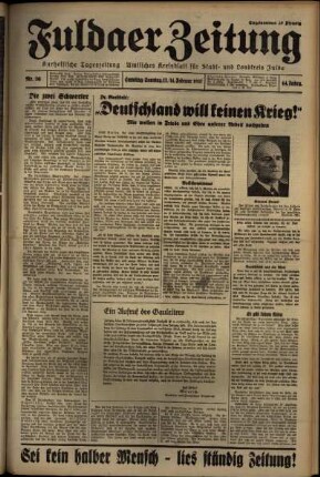 Erste Ausgabe vom Samstag, den 13. Februar 1937.