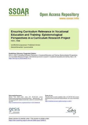 Ensuring Curriculum Relevance in Vocational Education and Training: Epistemological Perspectives in a Curriculum Research Project