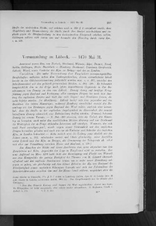 Versammlung zu Lübeck. - 1470 Mai 31.