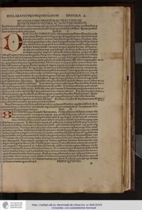 Secunda pars principalis, tractans de questionibus veteris ac novi testamenti.