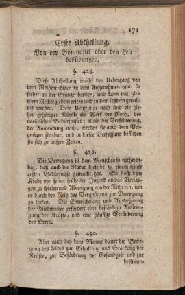 Erste Abtheilung. Von der Gymnastik oder den Leibesübungen