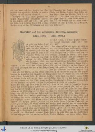 Rückblick auf die wichtigsten Weltbegebenheiten (Juli 1886 – Juli 1887).