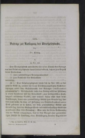 LIX. Beiträge zur Auslegungen des Strafgesetzbuchs