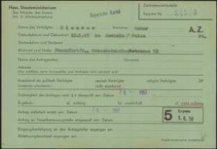 Eintrag in der Bundeszentralkartei (Teil des Testsamples): Blonder, Oskar