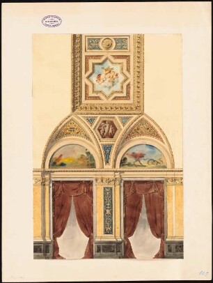 Neues Theater (Oper), Frankfurt/Main: Wandansicht mit Dekoration (Variante zu Inv.Nr. 1474)