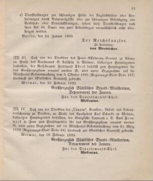 23. Ministerial-Bekanntmachung, den Wechsel in der Hauptagentur der "Urania", Kranken-, Unfall- und Lebensversicherung zu Dresden betreffend