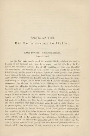 Erstes Kapitel. Die Renaissance in Italien.